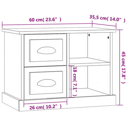 Bedside Cabinet High Gloss White 60x35.5x45 cm