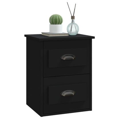 Wall-mounted Bedside Cabinet Black 41.5x36x53cm