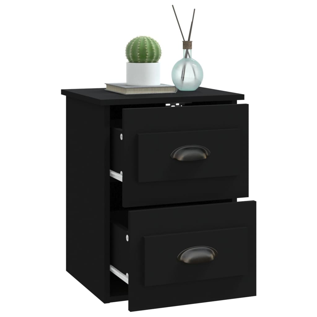 Wall-mounted Bedside Cabinet Black 41.5x36x53cm