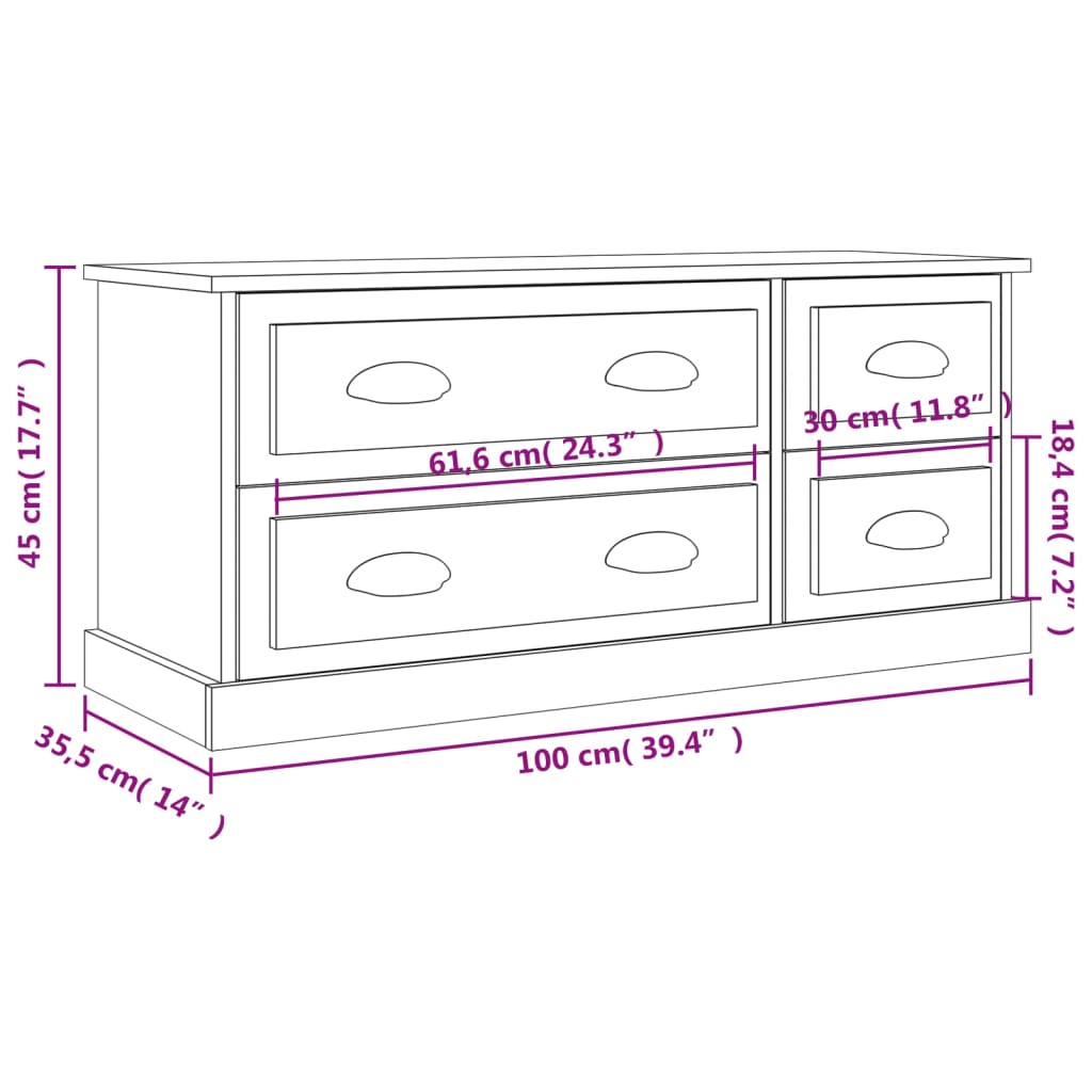 TV Cabinet Concrete Grey 100x35.5x45 cm Engineered Wood