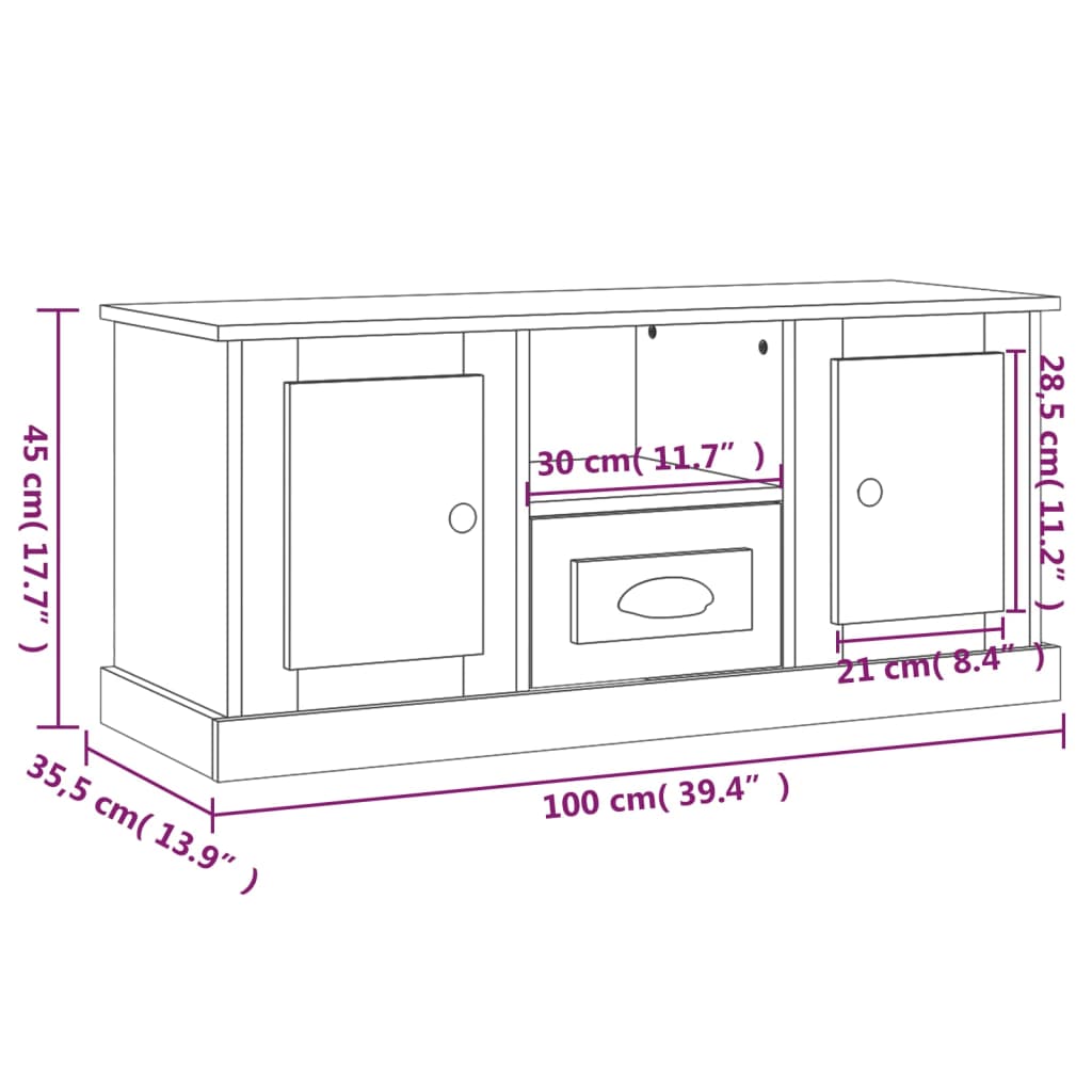 TV Cabinet Concrete Grey 100x35.5x45 cm Engineered Wood