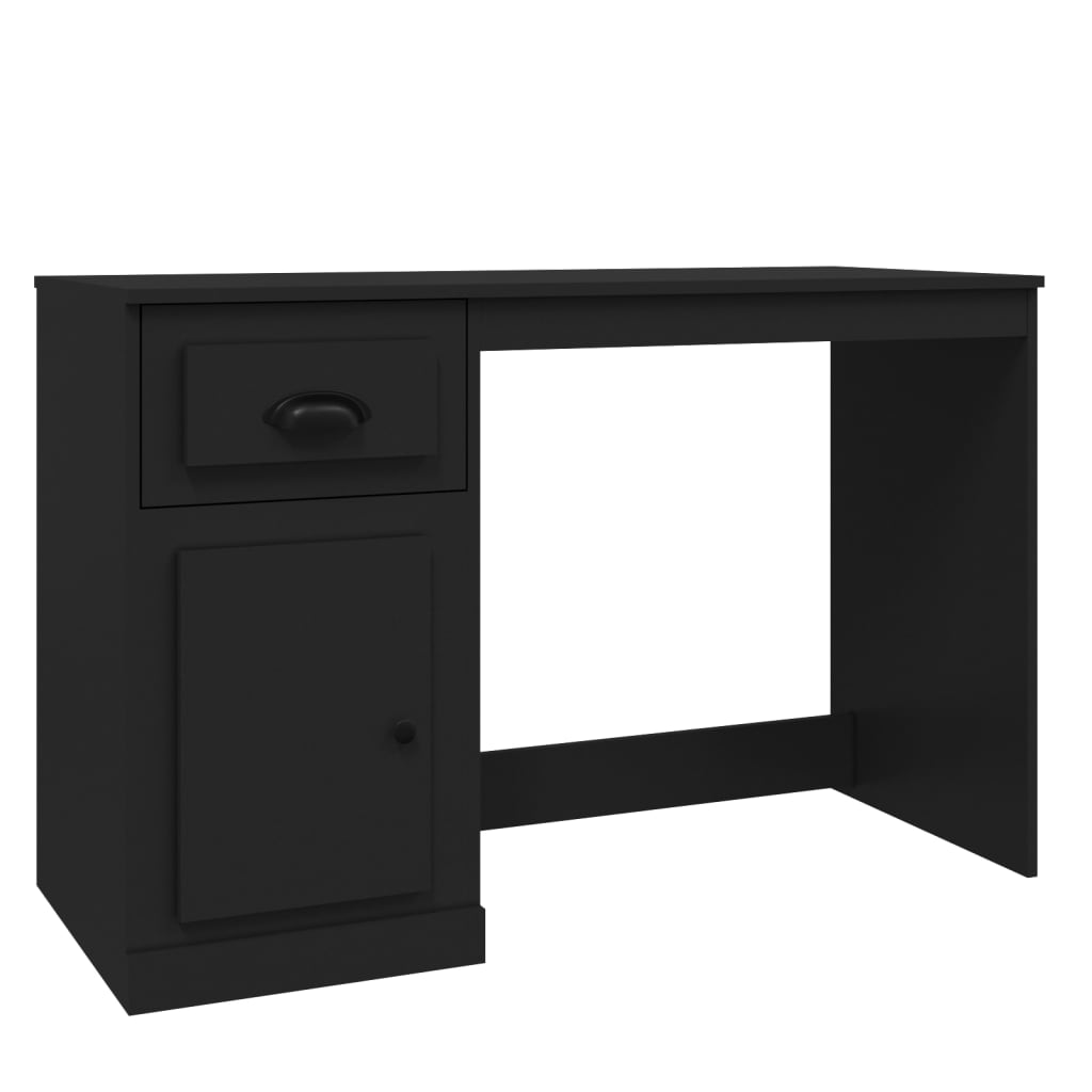 Desk with Drawer Black 115x50x75 cm Engineered Wood