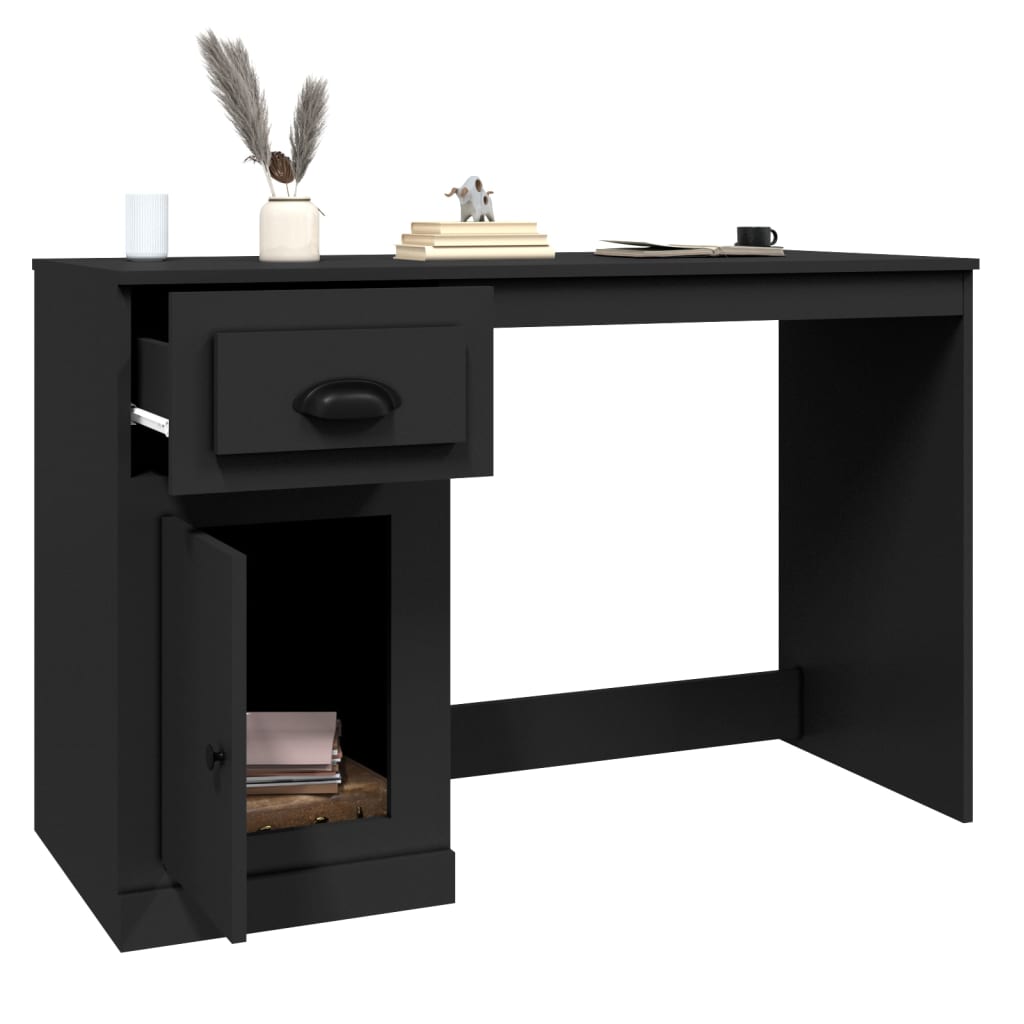 Desk with Drawer Black 115x50x75 cm Engineered Wood