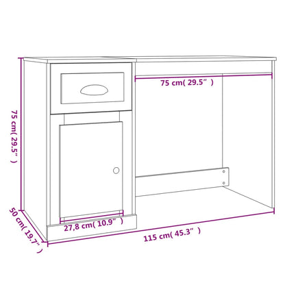 Desk with Drawer Black 115x50x75 cm Engineered Wood