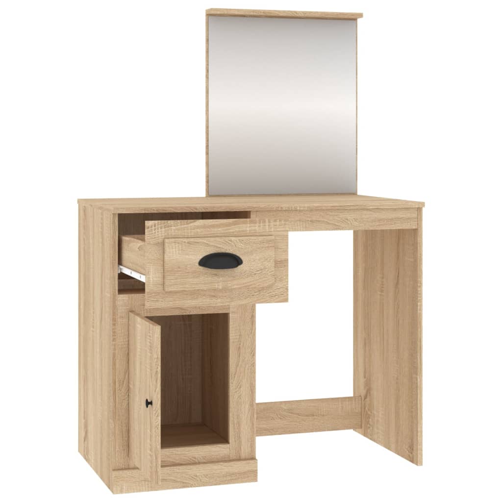 Dressing Table with Mirror Sonoma Oak 90x50x132.5 cm Engineered Wood