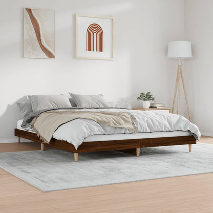 Bed Frame without Mattress Brown Oak 200x200 cm Engineered Wood