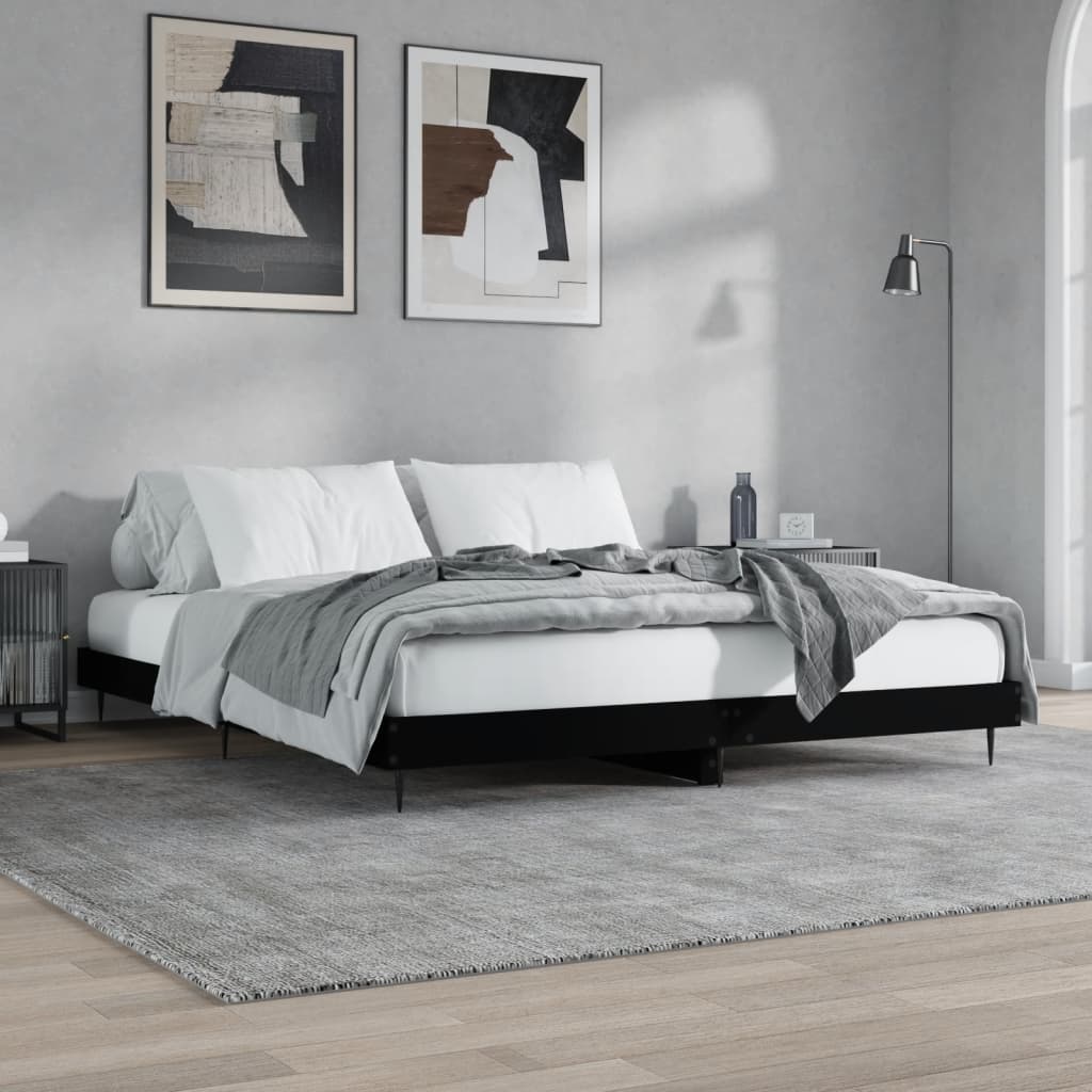 Bed Frame without Mattress Black 200x200 cm Engineered Wood