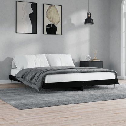 Bed Frame without Mattress Black 200x200 cm Engineered Wood