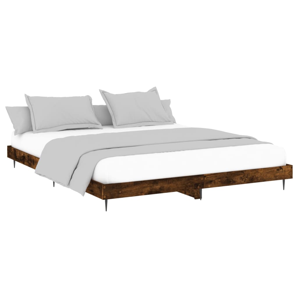 Bed Frame without Mattress Smoked Oak 200x200 cm Engineered Wood