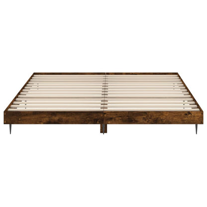 Bed Frame without Mattress Smoked Oak 200x200 cm Engineered Wood