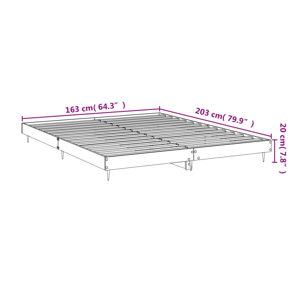 Bed Frame without Mattress White 160x200 cm Engineered Wood