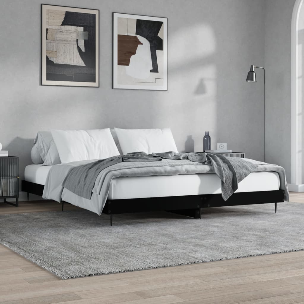 Bed Frame without Mattress Black 160x200 cm Engineered Wood