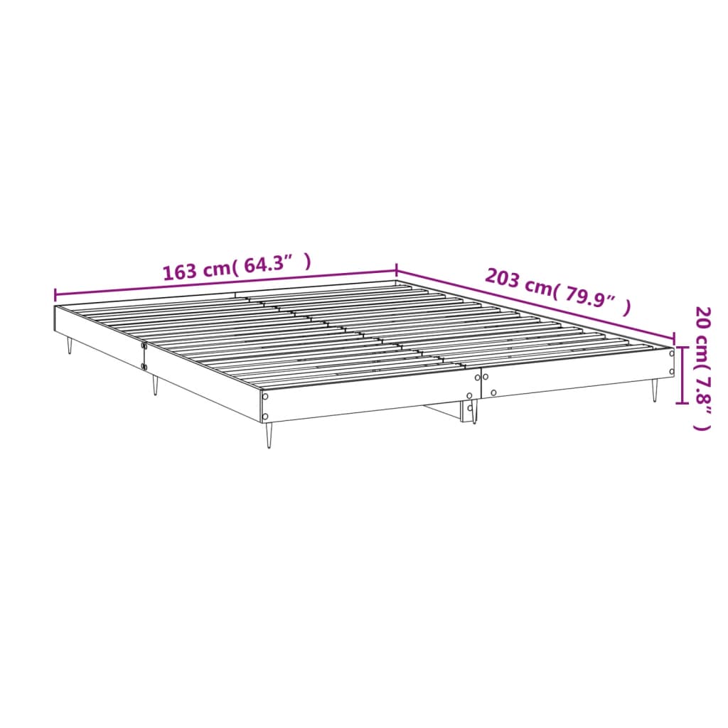 Bed Frame without Mattress Black 160x200 cm Engineered Wood