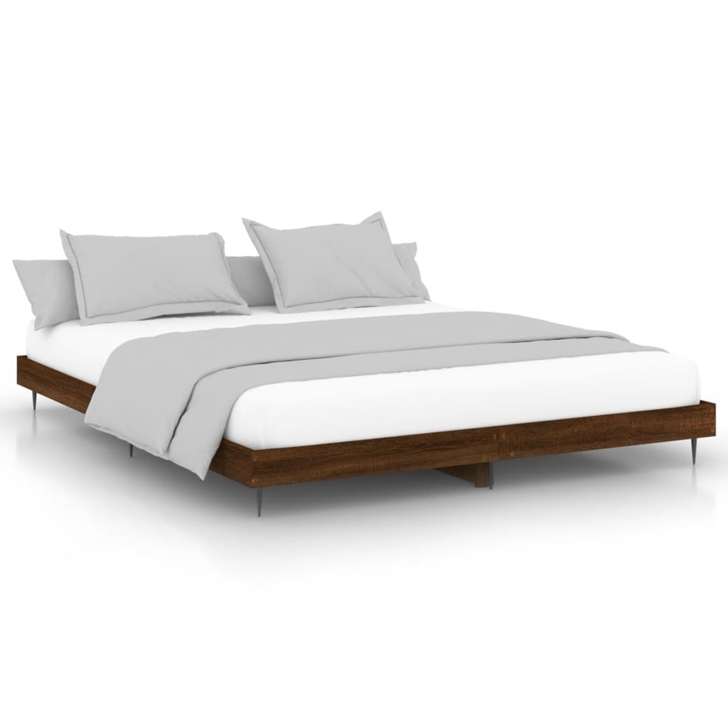 Bed Frame without Mattress Brown Oak 120x200 cm Engineered Wood