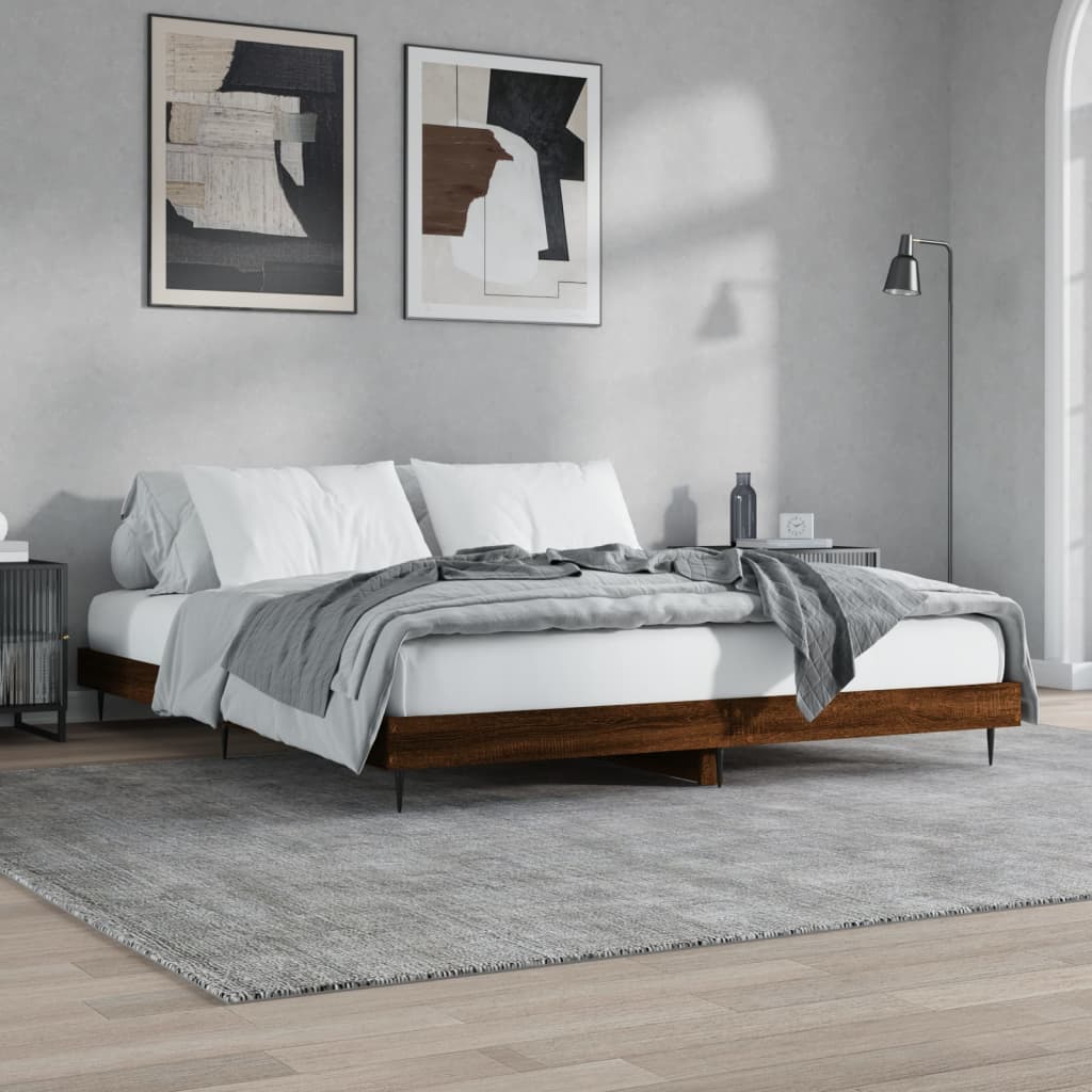 Bed Frame without Mattress Brown Oak 120x200 cm Engineered Wood