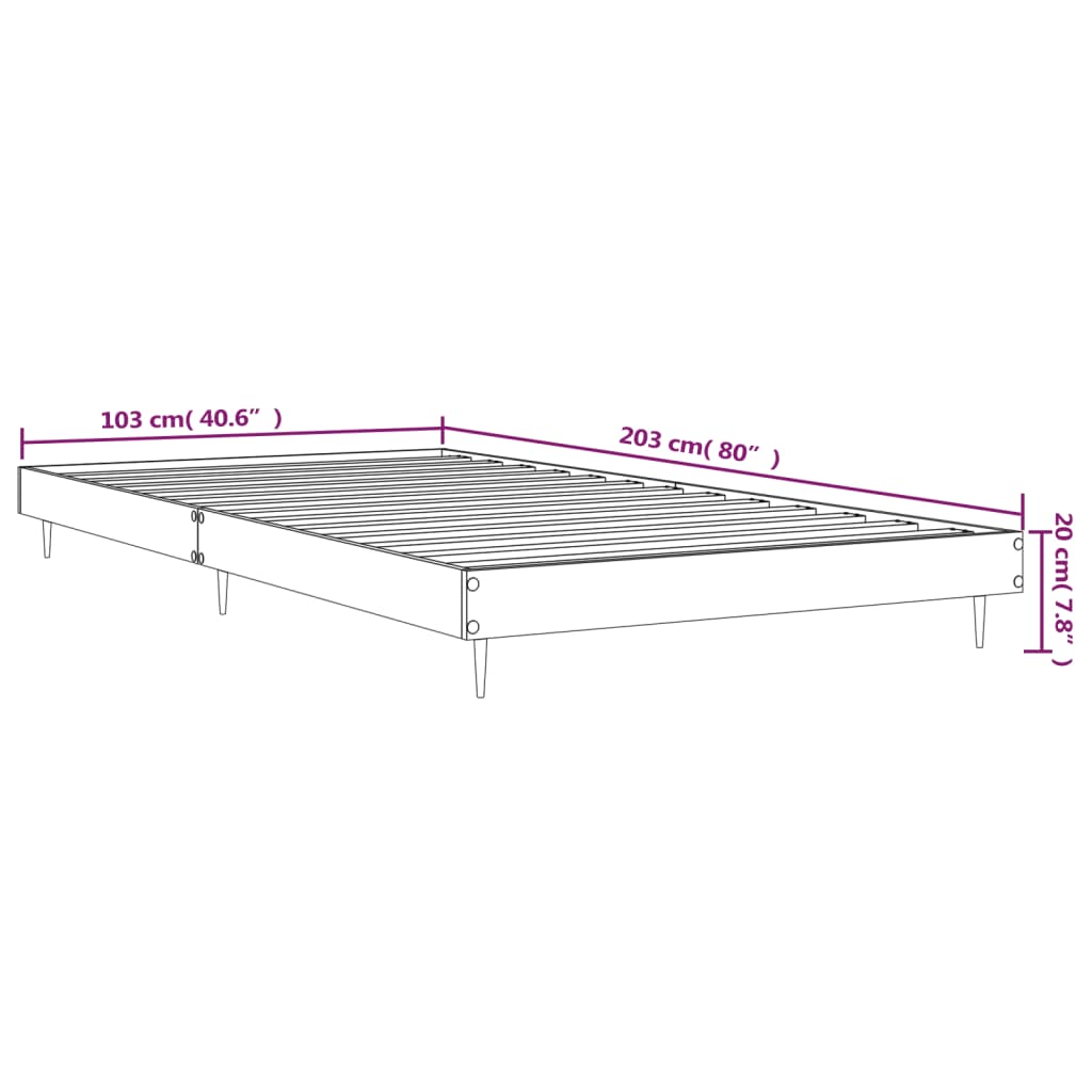 Bed Frame without Mattress Brown Oak 100x200 cm Engineered Wood