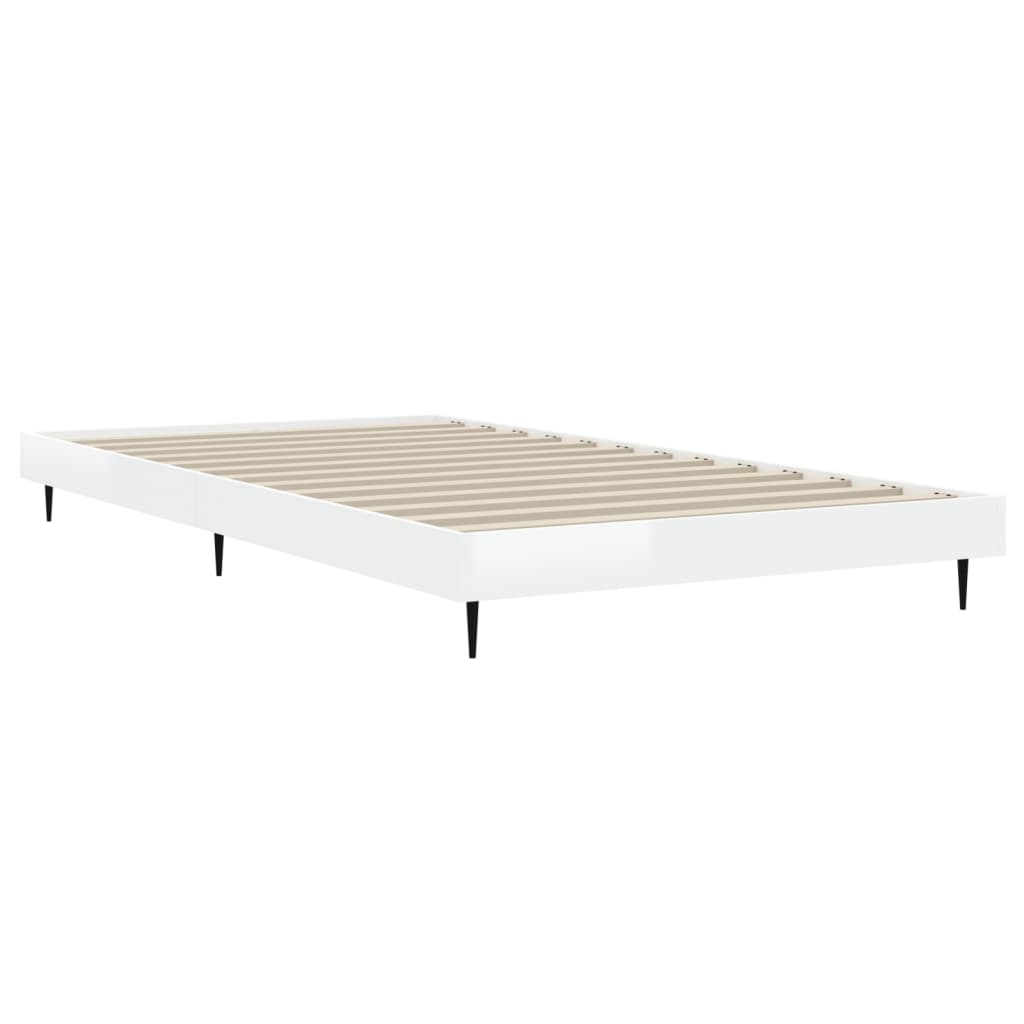 Bed Frame without Mattress High Gloss White 90x200 cm