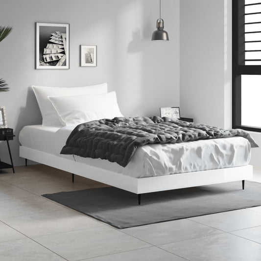 Bed Frame without Mattress High Gloss White 90x200 cm