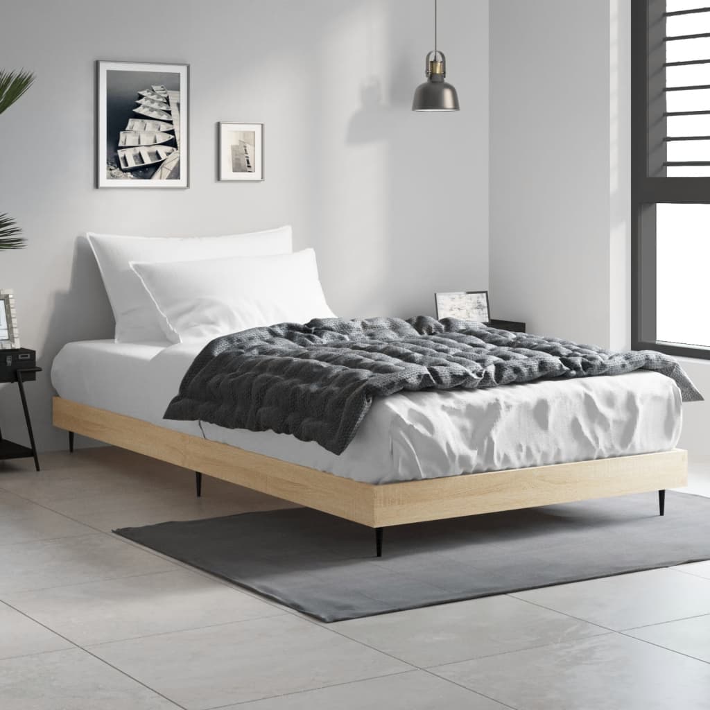 Bed Frame without Mattress Sonoma Oak 90x200 cm Engineered Wood