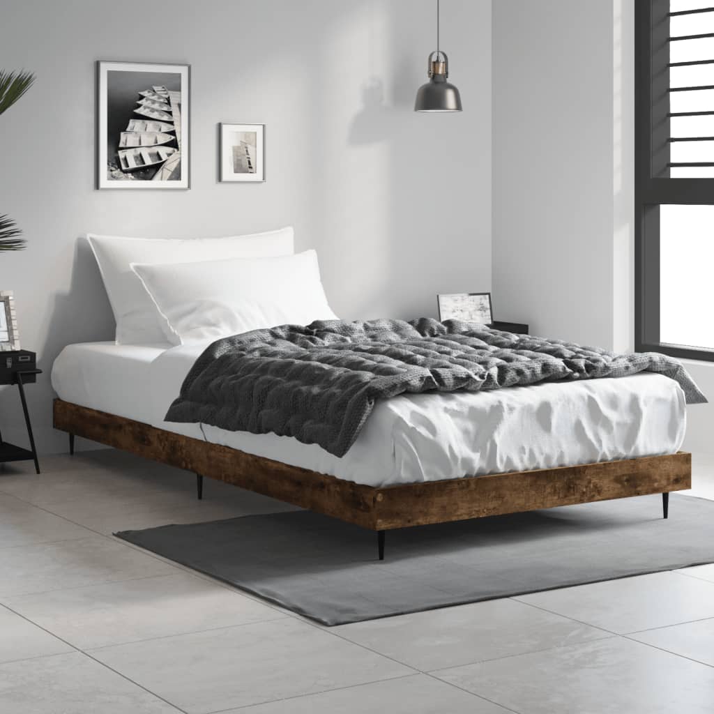 Bed Frame without Mattress Smoked Oak 90x200 cm Engineered Wood