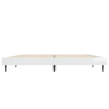 Bed Frame without Mattress High Gloss White 135x190 cm Double