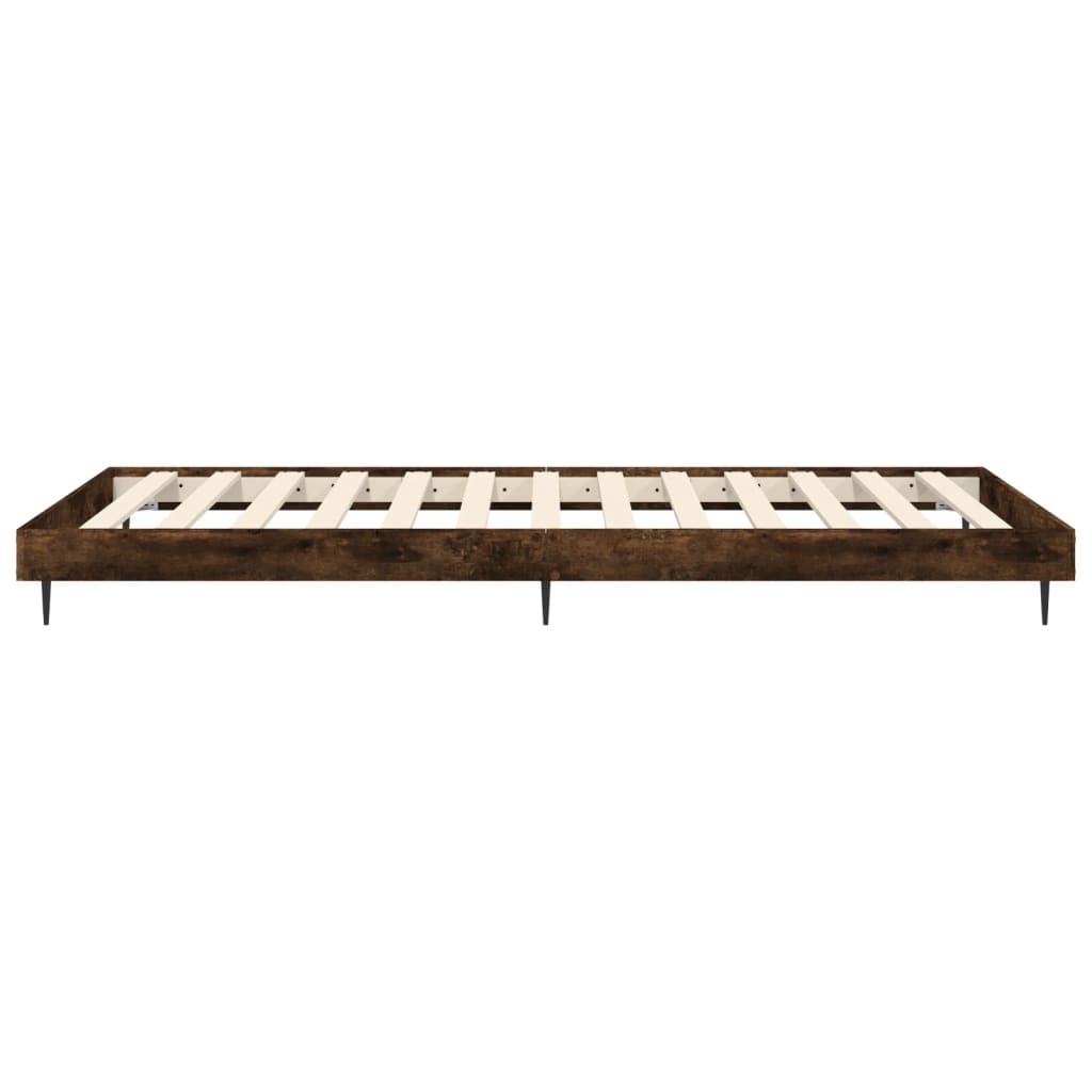 Bed Frame without Mattress Smoked Oak 90x190 cm Single Engineered Wood