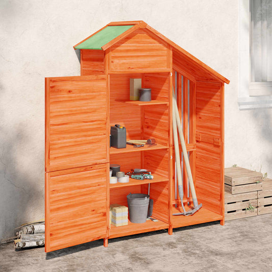 Garden Tool Shed Brown 120x53.5x170 cm Solid Wood Pine