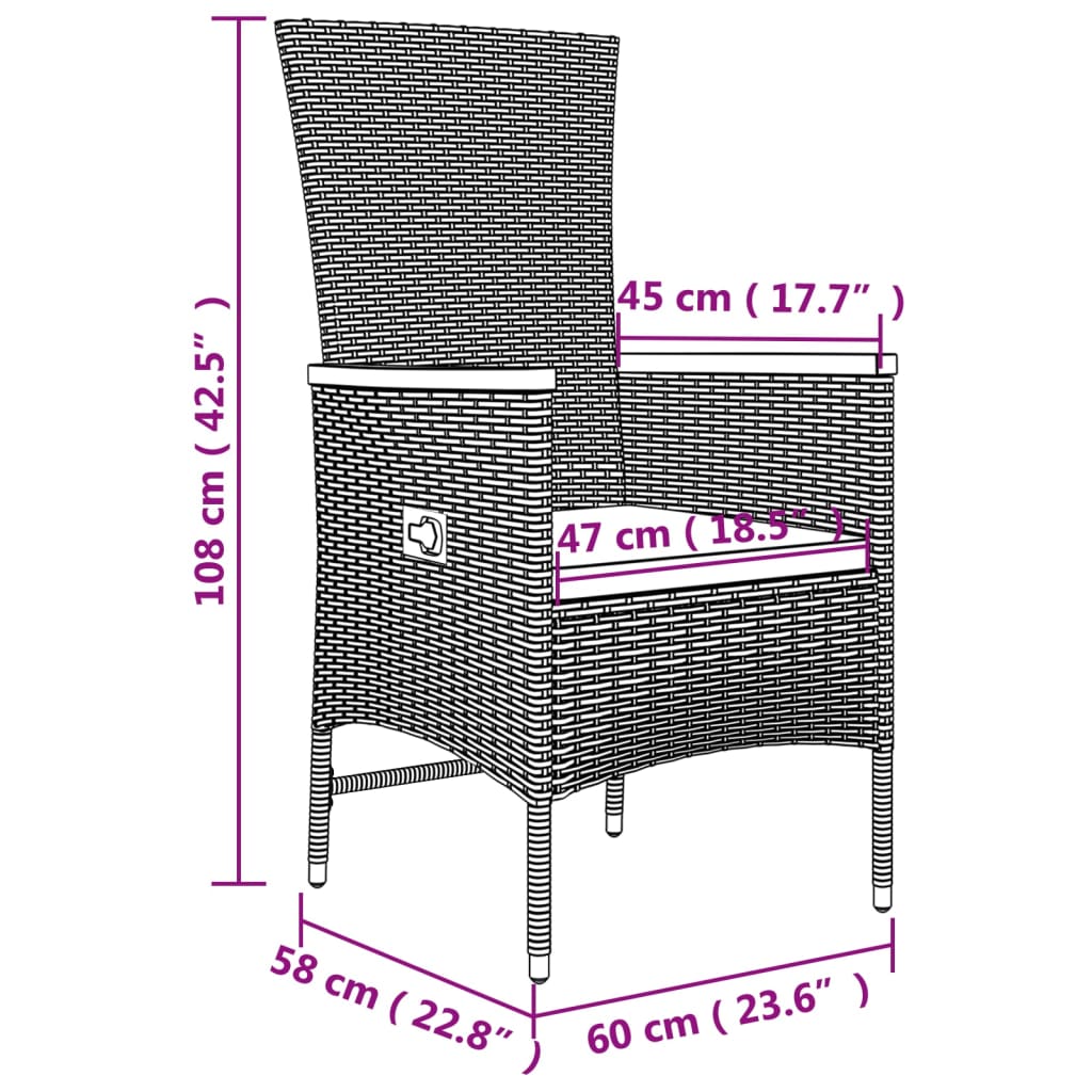 3 Piece Garden Lounge Set Grey Poly Rattan&Solid Wood Acacia