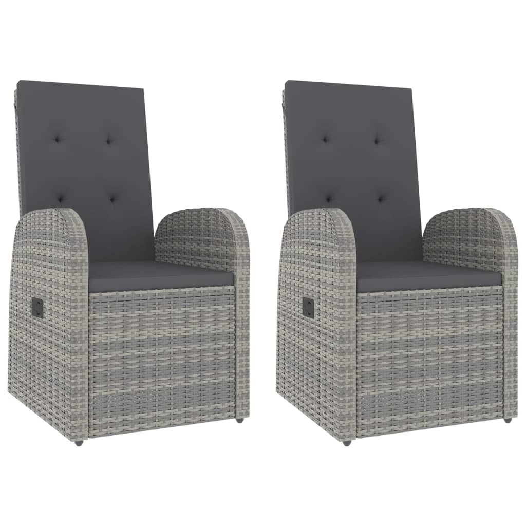 3 Piece Garden Lounge Set Grey Poly Rattan&Solid Wood Acacia