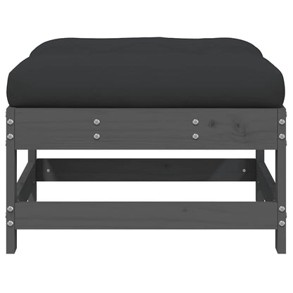 Garden Footstool with Cushion Grey Solid Wood Pine
