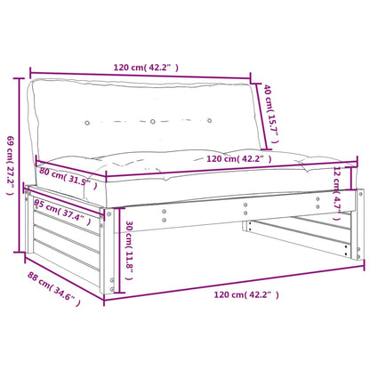 Middle Sofa 120x80 cm Solid Wood Douglas