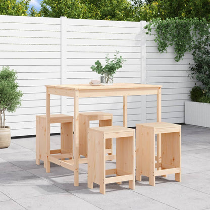 5 Piece Garden Bar Set Solid Wood Pine