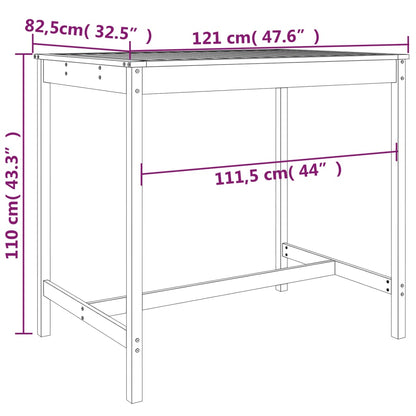 5 Piece Garden Bar Set White Solid Wood Pine