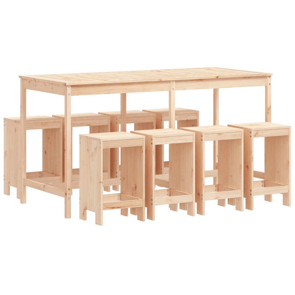 9 Piece Garden Bar Set Solid Wood Pine