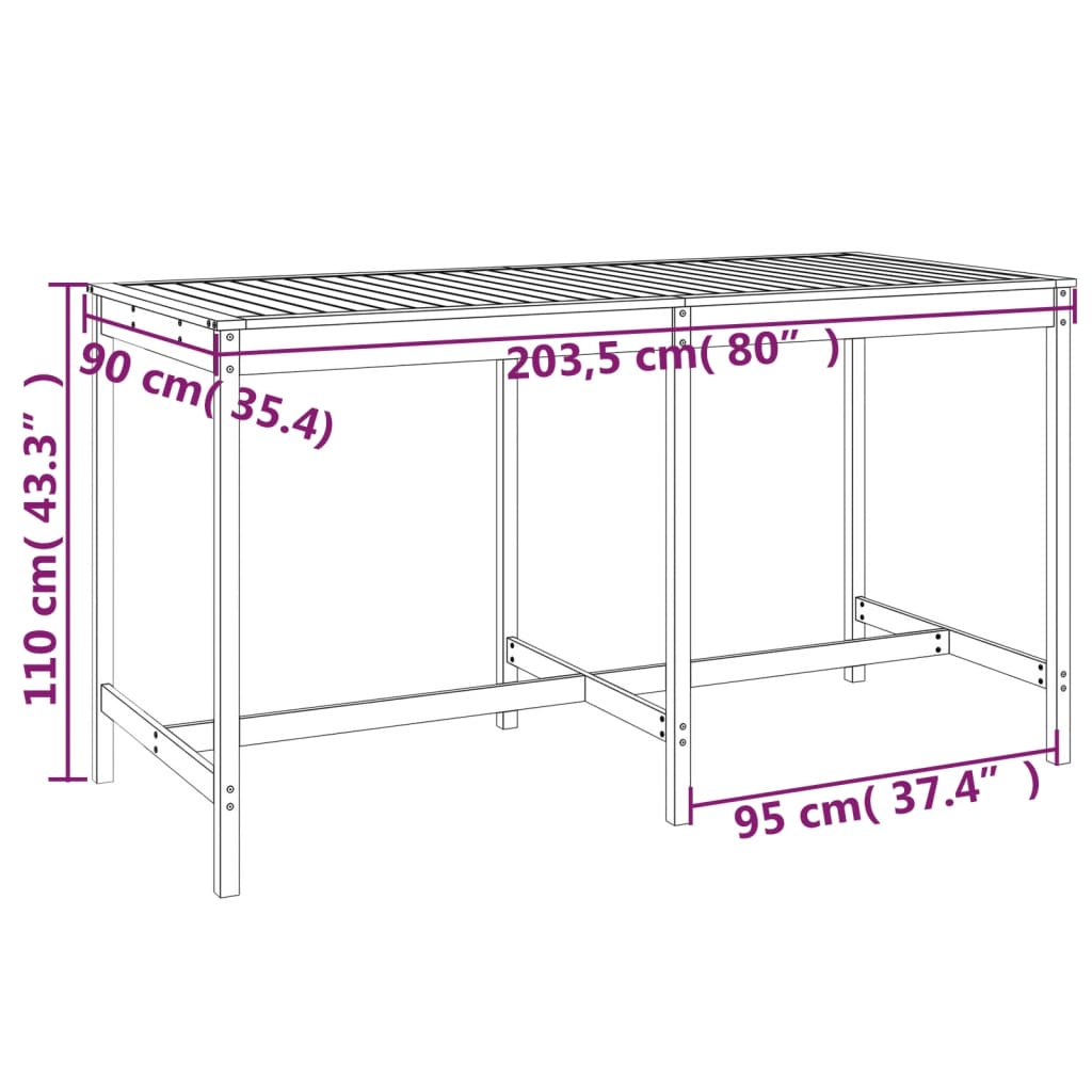 9 Piece Garden Bar Set Grey Solid Wood Pine