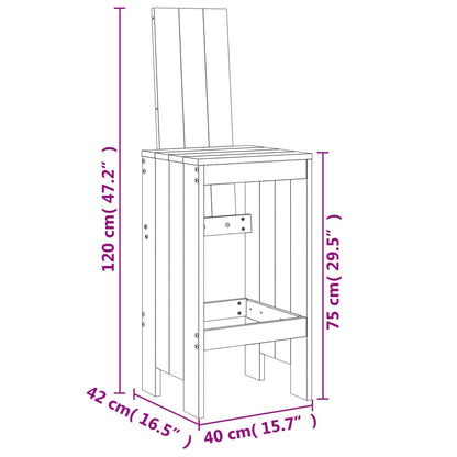 3 Piece Garden Bar Set Grey Solid Wood Pine