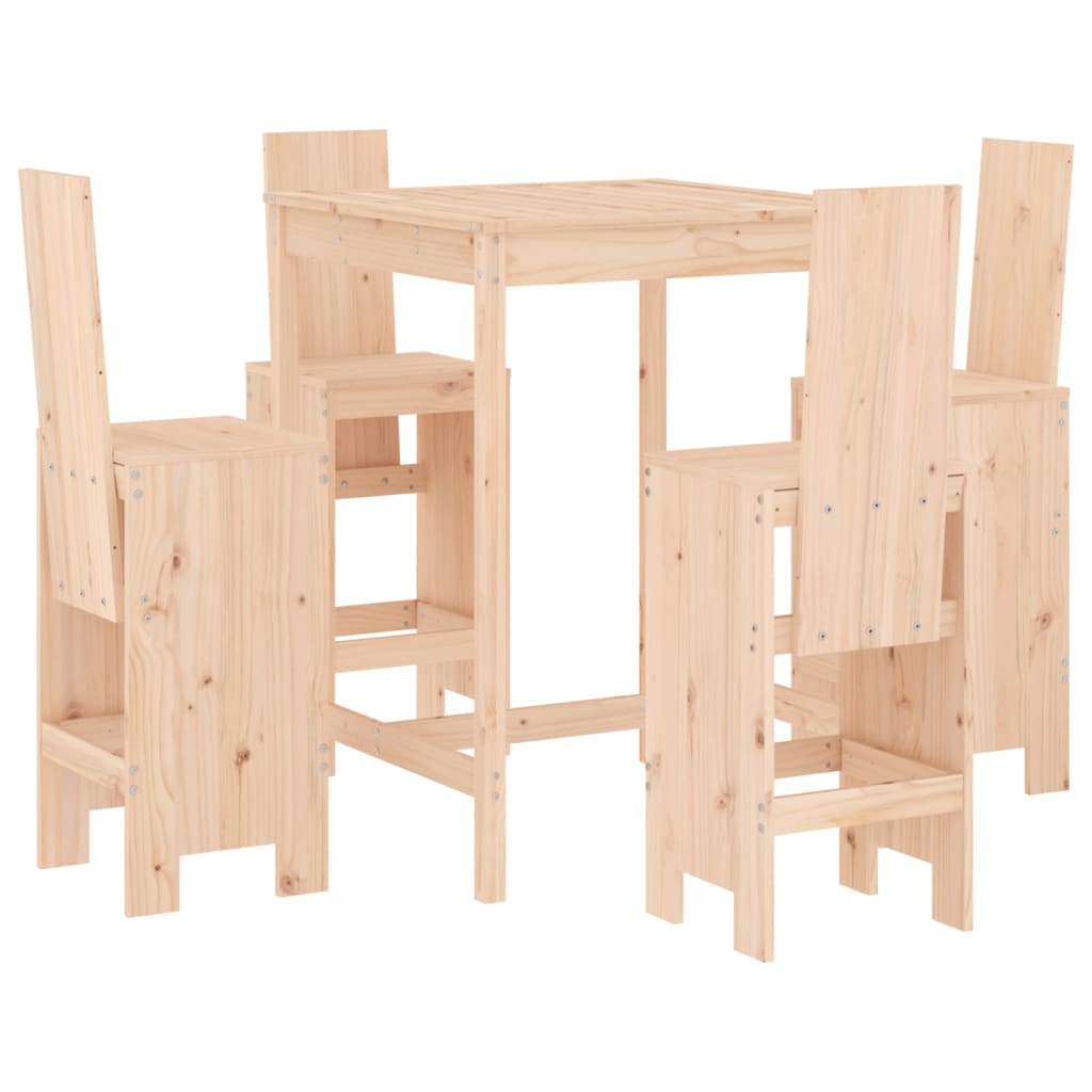 5 Piece Garden Bar Set Solid Wood Pine