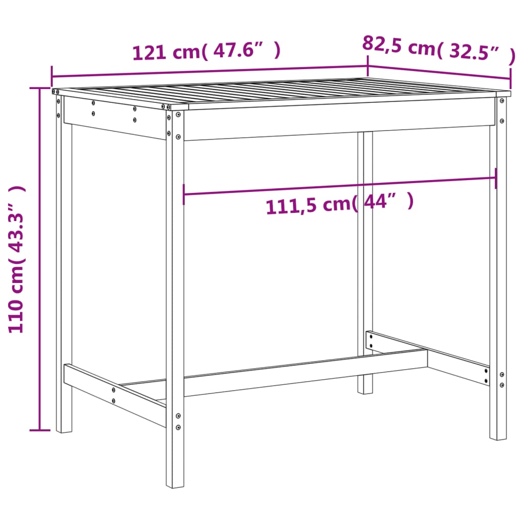 5 Piece Garden Bar Set Solid Wood Pine