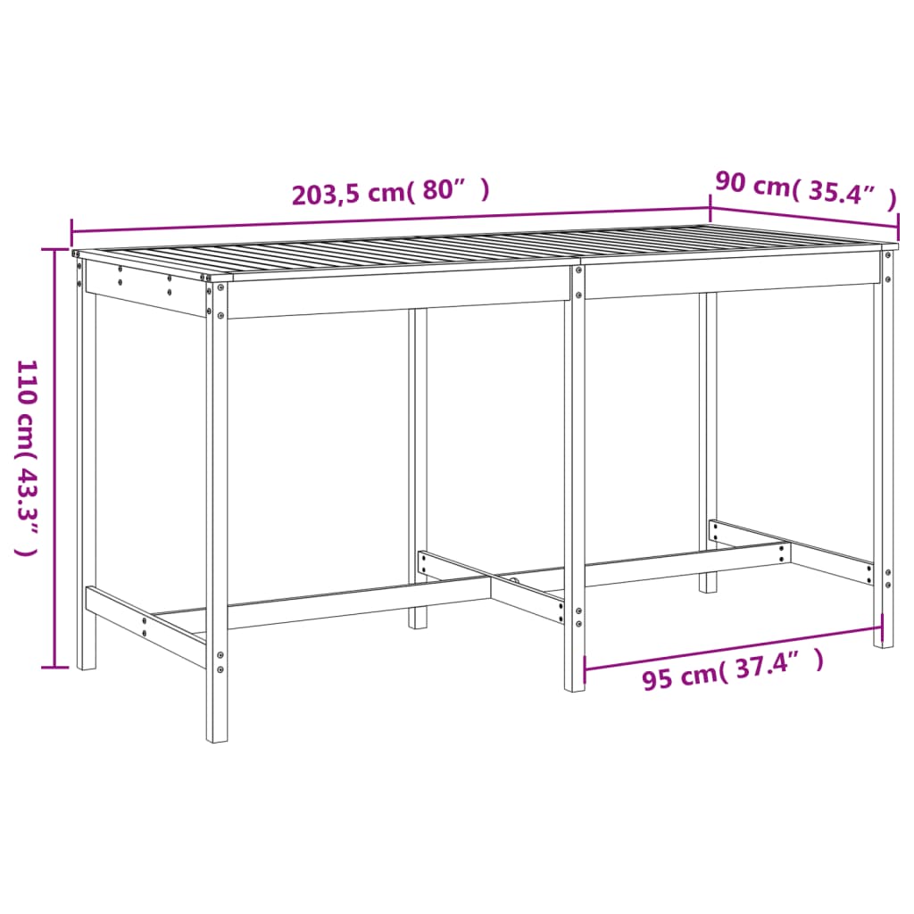 9 Piece Garden Bar Set White Solid Wood Pine