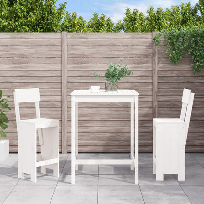 3 Piece Garden Bar Set White Solid Wood Pine