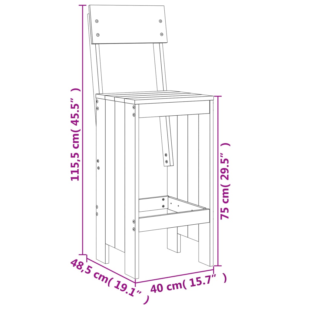 5 Piece Garden Bar Set Solid Wood Douglas