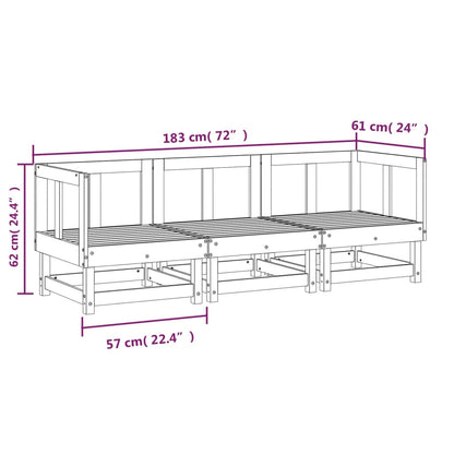 3 Piece Garden Lounge Set Impregnated Wood Pine