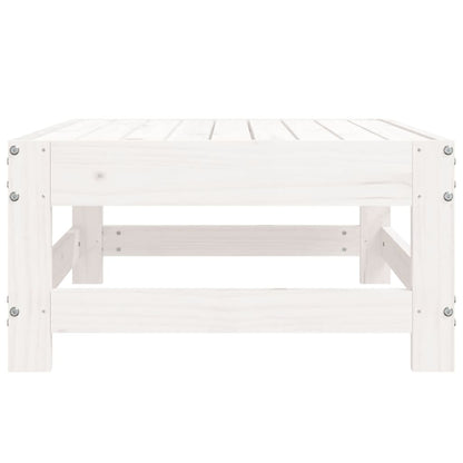 Garden Footstool White Solid Wood Pine