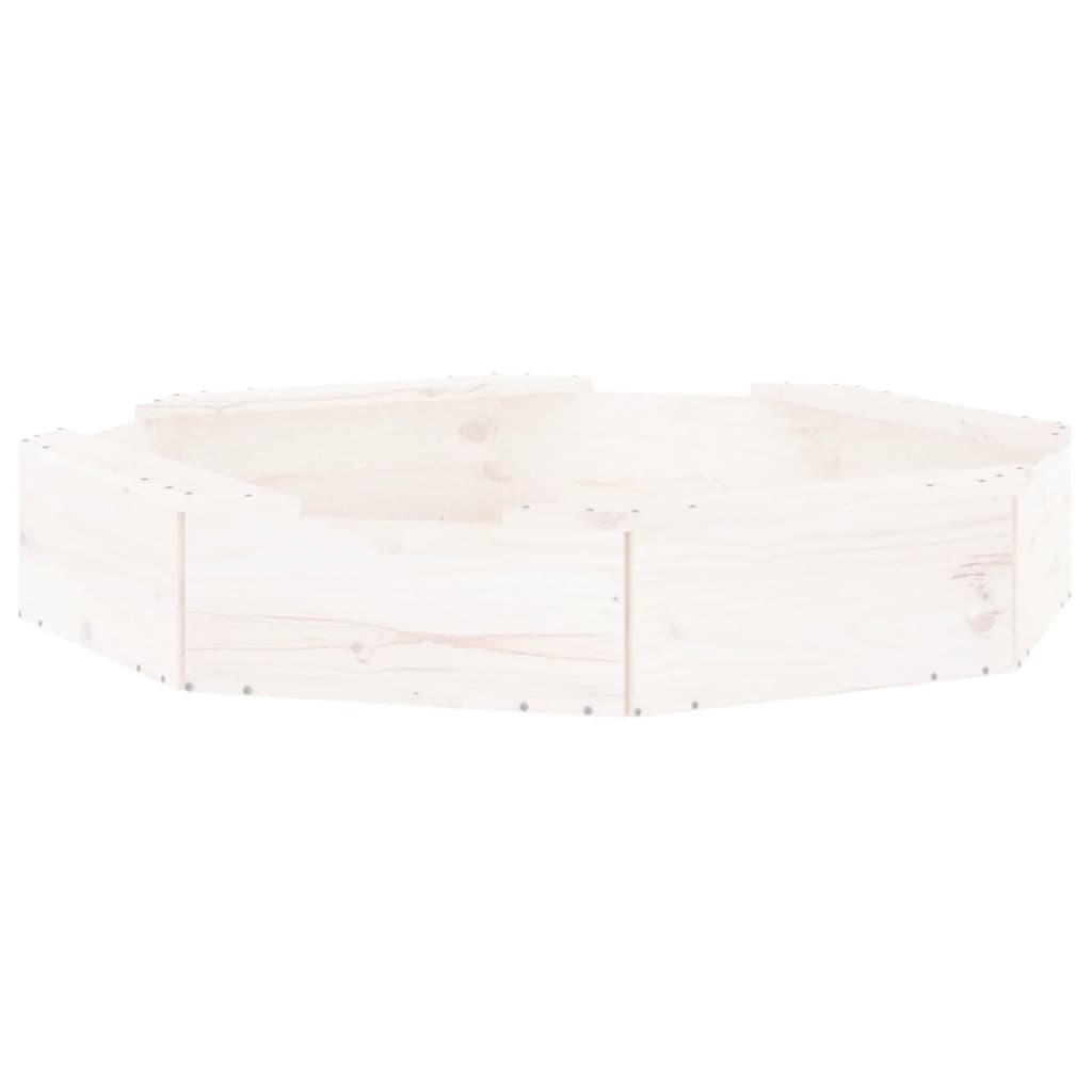 Sandbox with Seats White Octagon Solid Wood Pine