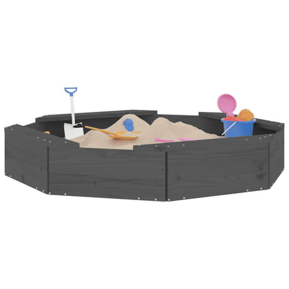 Sandbox with Seats Grey Octagon Solid Wood Pine