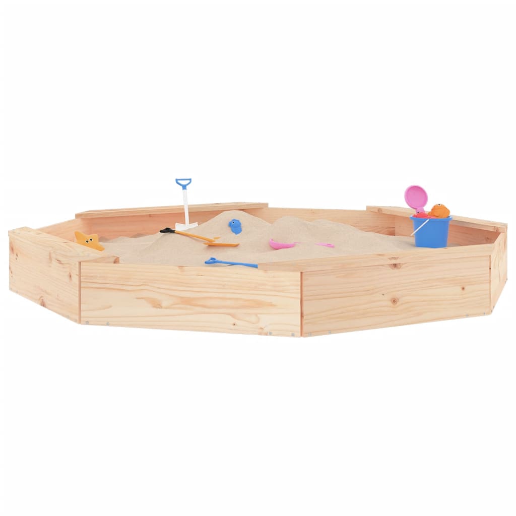 Sandbox with Seats Octagon Solid Wood Pine