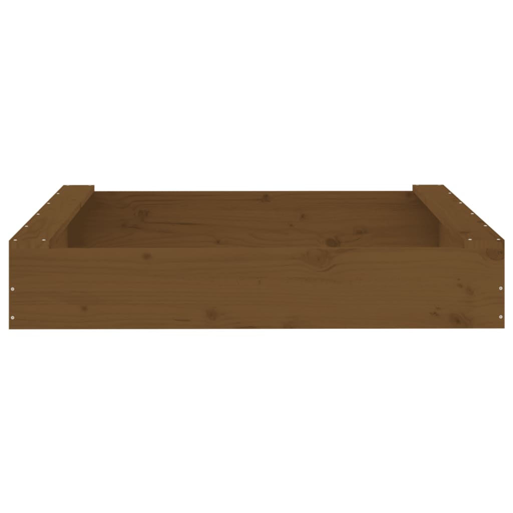 Sandbox with Seats Honey Brown Square Solid Wood Pine