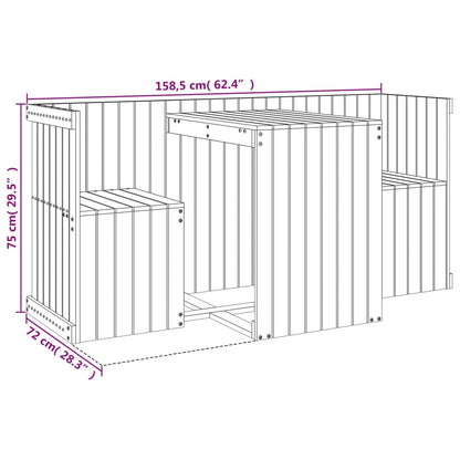 Balcony Set 2-Seater Grey Solid Wood Pine