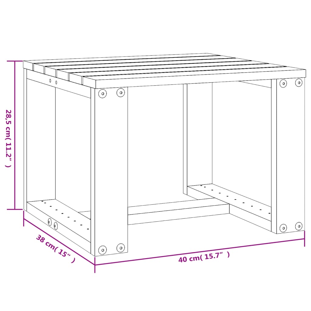 Garden Side Table Grey 40x38x28.5 cm Solid Wood Pine