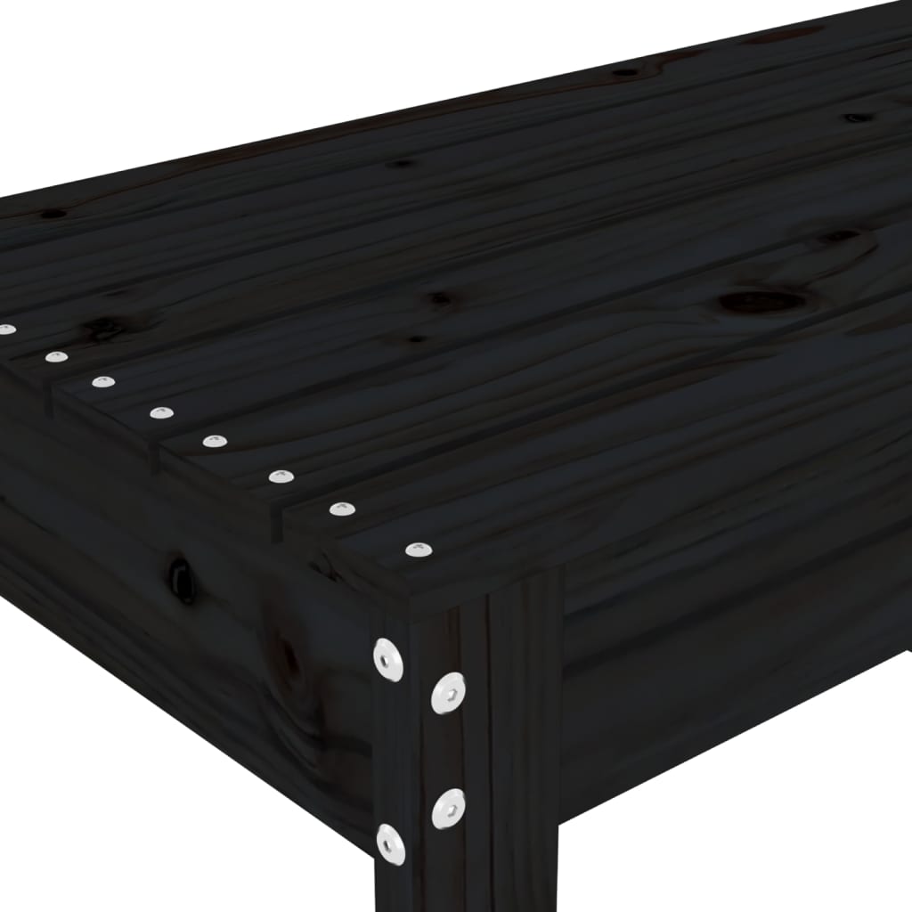 Garden Bench Black 80x38x45 cm Solid Wood Pine